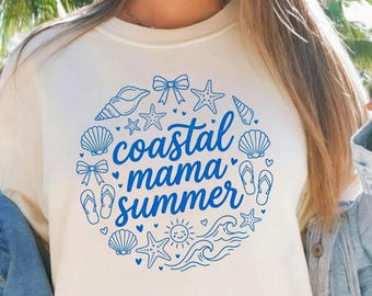 Beach Mama Summer Shirt, Summer Mom Tee, Coastal Mom Shirt, Vacation Mama Tee, Trendy Summer Graphic Tee
