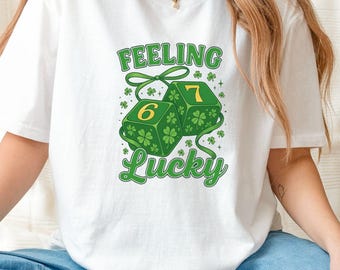Feeling Lucky Six Seven tshirt, Lucky 6 7 Cherry Tee, St Patrick’s Day Lucky Vibes Top, Holiday Humor Gift, 67 Irish Shirt, Lucky Tshirt