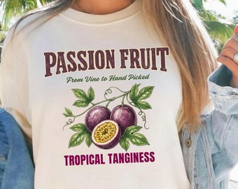 Passion Fruit Shirt Comfort Colors, Tropical Fruit Graphic Tee, Vintage Botanical T Shirt, Retro Summer Fruit Market Tee
