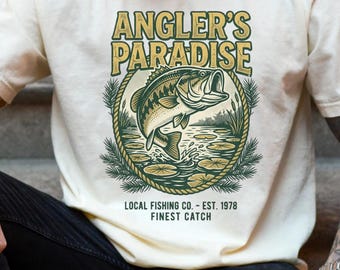 Anglers Paradise Shirt, Bass Fishing Tee, Vintage Fisherman Shirt, Lake Life Graphic Tee, Outdoor Fishing Apparel, Comfort Colors Tee