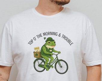 Funny Frog St. Patrick's Day Tee, Top O' The Morning Trouble