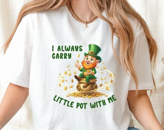 Funny Leprechaun Pot of Gold Graphic Tee, St Patrick's Day Shirt
