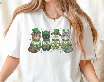 St Patrick's Day Cats T-Shirt, Lucky Irish Cat Shirt