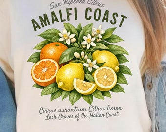 Amalfi Coast Lemon Shirt, Italian Summer Graphic Tee, Coastal Citrus Vacation Shirt, Mediterranean Boutique Summer Tee