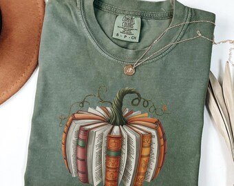 Fall Book Pumpkin Halloween Shirt, Halloween Book Lover Shirt, Fall Bookish Shirt, Pumpkin Book Shirt, Pumpkin Sweater, Fall Shirt, spooky t