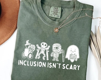 Comfort Colors® Inclusion Isn't Scary Halloween Shirt, SLP Halloween Shirt, Halloween Sped Teacher Tee,Inclusion Awareness Shirt,Teacher Tee