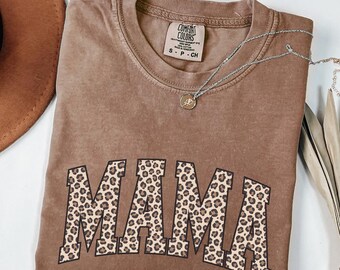 Comfort Colors® Leopard Mama Shirt, Mothers Day Gift, Mom Shirt, Retro Mama Shirt, Gift For Mom, Mama Shirt, Leopard Mama T-Shirt