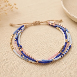 Justerbart Miyuki-armband med flera strängar – Minimalistiskt tunt armband – Boho chic sommararmband – Damarmband –