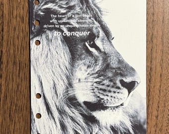 Tablero de instrumentos de lujo de lino con diseño de león / Inserto para carpeta de efectivo A6 / Separador de planificador neutro