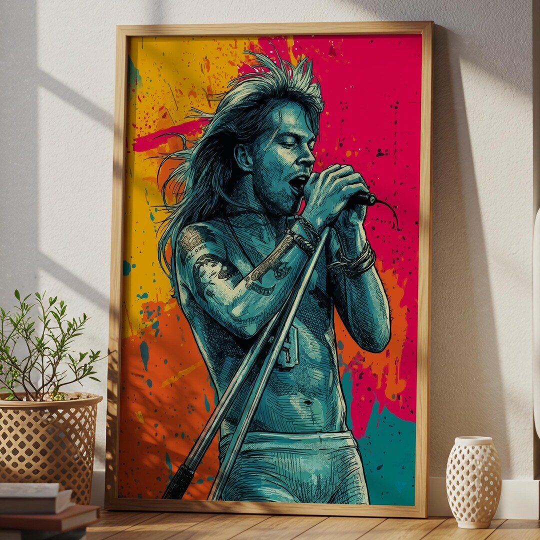 Axl Poster Axl Rose Poster | Vibrant Wall Art Portrait Illustration | Unique Music ...