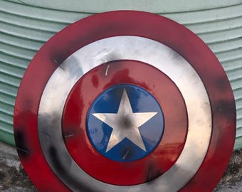 Captain America Shield Replica Metal Handmade, Battle Worn Superhero Shield, Avengers Cosplay Prop, Collectible Wall Decor Gift