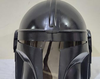 Glossy Black Mandalorian Steel Helmet, Cosplay Armor Replica