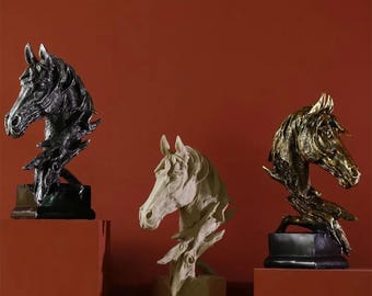 幸運の馬の頭の像 フィギュア 種馬 ギフト用品 家の装飾 本棚 抽象彫刻