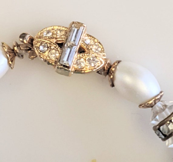 Vintage Vendome Necklace,Crystal and Faux Pearl N… - image 3