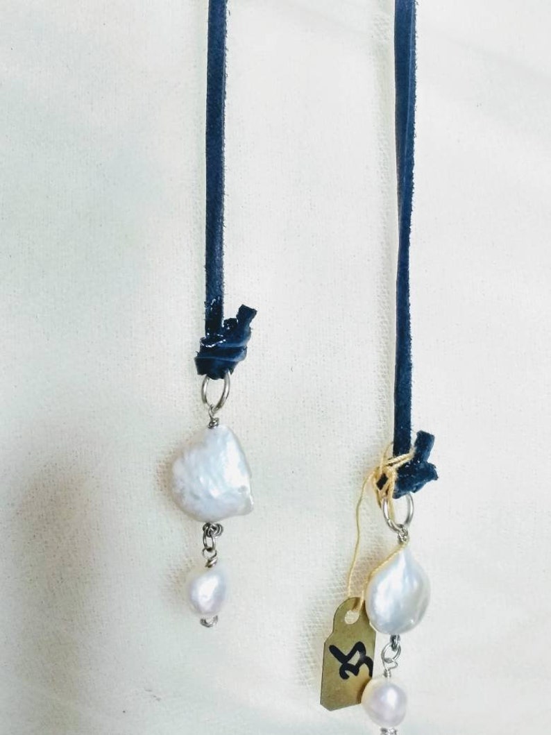 Leather And Pearl Lariat