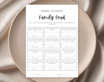 Bridal Shower Friendly Feud Game Printable, Wedding Family Feud Game, Bridal Shower Trivia, Funny Bachelorette Activity, Instant Download