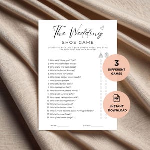 Wedding Shoe Game Bundle – Classic, Funny & Modern Versions | Wedding Reception Game Printable | PDF Instant Download