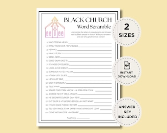 Black Church Word Scramble Game, Black Christian Icebreaker and Church Party Game for Youth, Adults and Women, Instant Download
