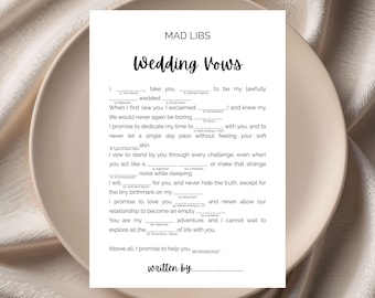 Mad Libs Wedding Vows Bridal Shower Game – Funny Printable Activity for Bride-to-Be, Instant Digital Download