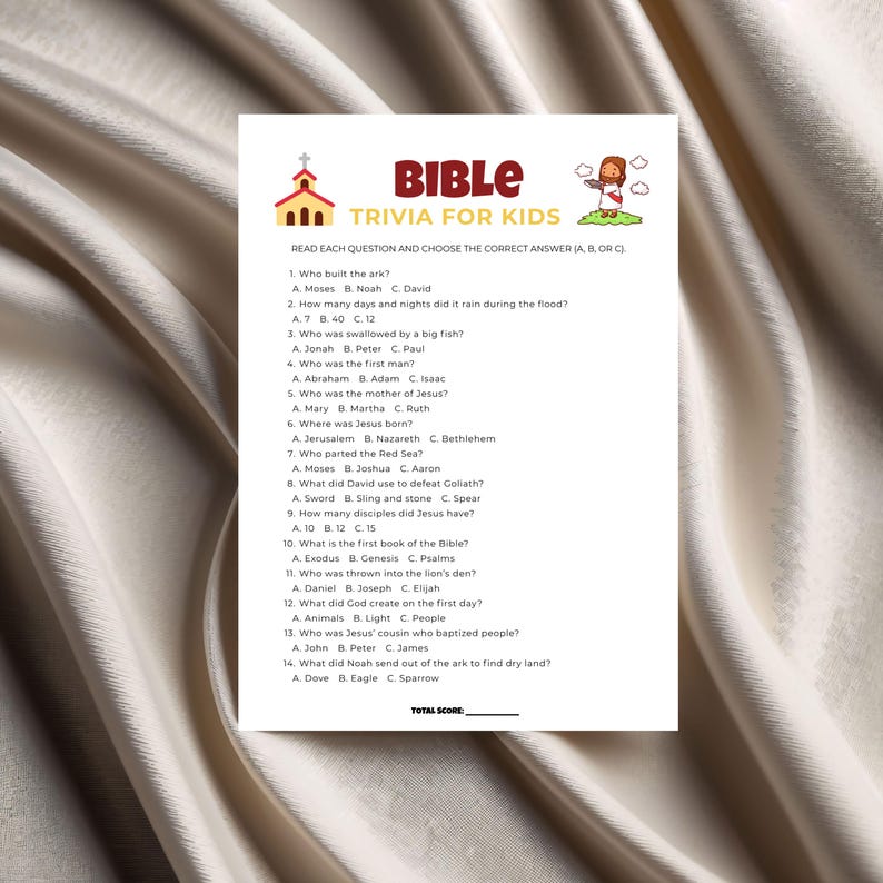 Kids Bible Trivia Quiz Game, Printable Christian Questions and Answers ...