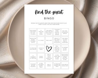 Find the Guest Bingo Bridal Shower Game – Printable Icebreaker Activity, Instant Digital Download