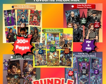 MEGA Color by Number Bundle, 300+ Pages, Movie, TV, Horror, Cartoon, Wizard (Digital Download)