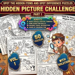 Hidden Pictures Activity Book Spot the hidden Object Puzzles with Solutions Vol 1.0