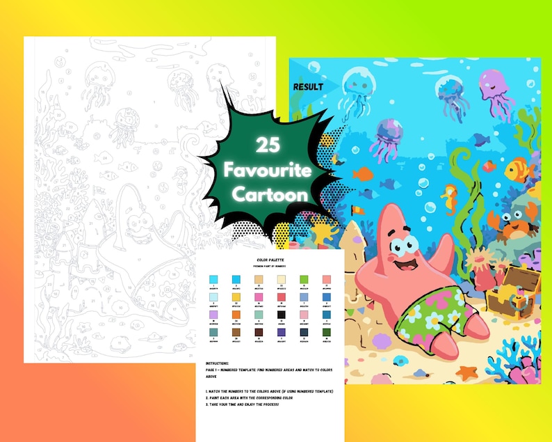 Retro Cartoon Color by Number Book, 50 Pages, Classic Animation ...