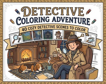 Dibujos para colorear de detectives acogedores, escenas de misterio sencillas y audaces para adultos (descarga en PDF)