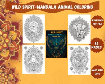 Libro para colorear de animales con mandalas / Diseños de vida silvestre con espíritu salvaje para relajación y atención plena