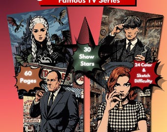 TV Series Legends Mystery Color by Number, 30 Iconic Portrait Reveal Challenges (Digital Download)