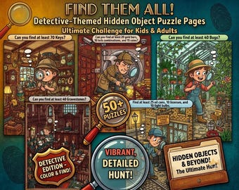 Detective Hidden Object Coloring Puzzle Book, Mystery Challenges, Search Find Brain Games (PDF)