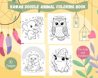 Libro para colorear de animales kawaii: 30 animales felices para colorear, relajarse, divertirse y ser consciente.