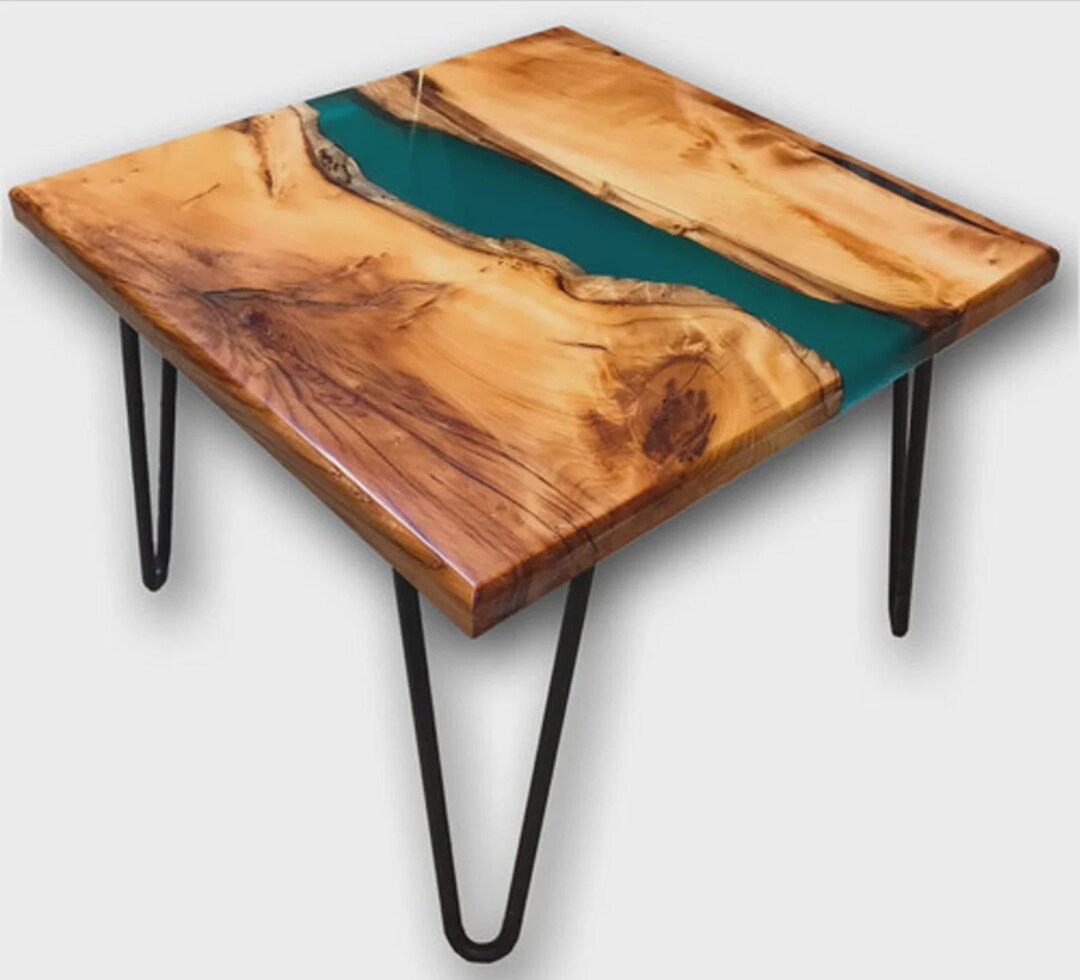 Handmade Ocean Wave Epoxy Resin Rectangle Coffee Table – Coastal Wood ...