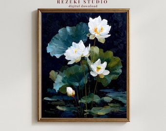 Vintage Lotus Flower - Botanical Art Print (Digital Download)