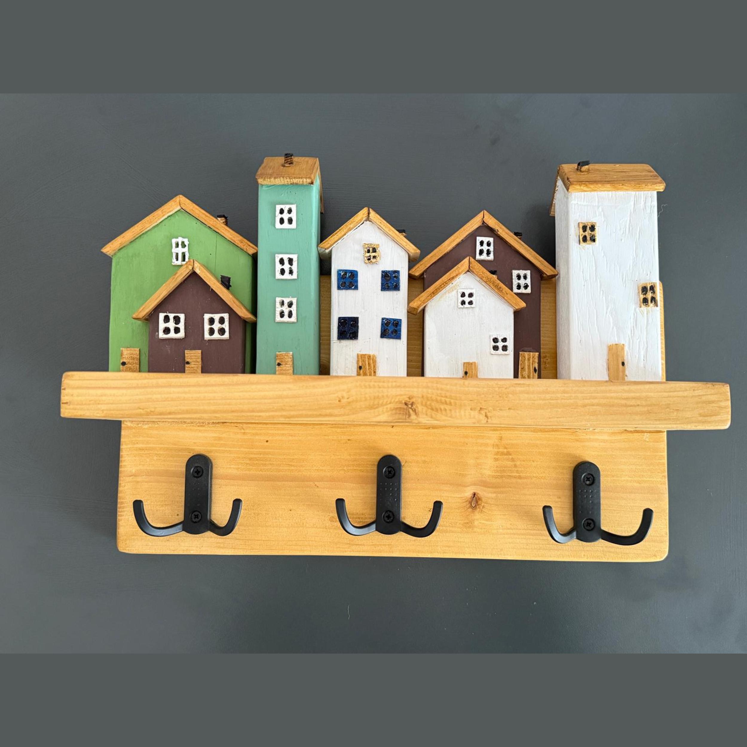 House Key Rack Handmade Wooden Key Holder Wall Mount – Rustic House Key Rack With ...