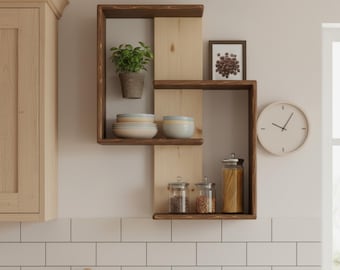 Estante de pared de madera de abeto hecho a mano: decoración rústica flotante
