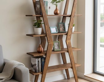 Estantería de madera maciza de abeto hecha a mano – Diseño Modern X