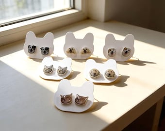 Pendientes personalizados para mascotas, joyas personalizadas para gatos o perros, múltiples estilos de fijación, regalo ideal de cumpleaños o Navidad.