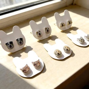 Örhängen för katt och hund, smycken för husdjursporträtt, hypoallergena silverinlägg, unik present till husdjursälskare