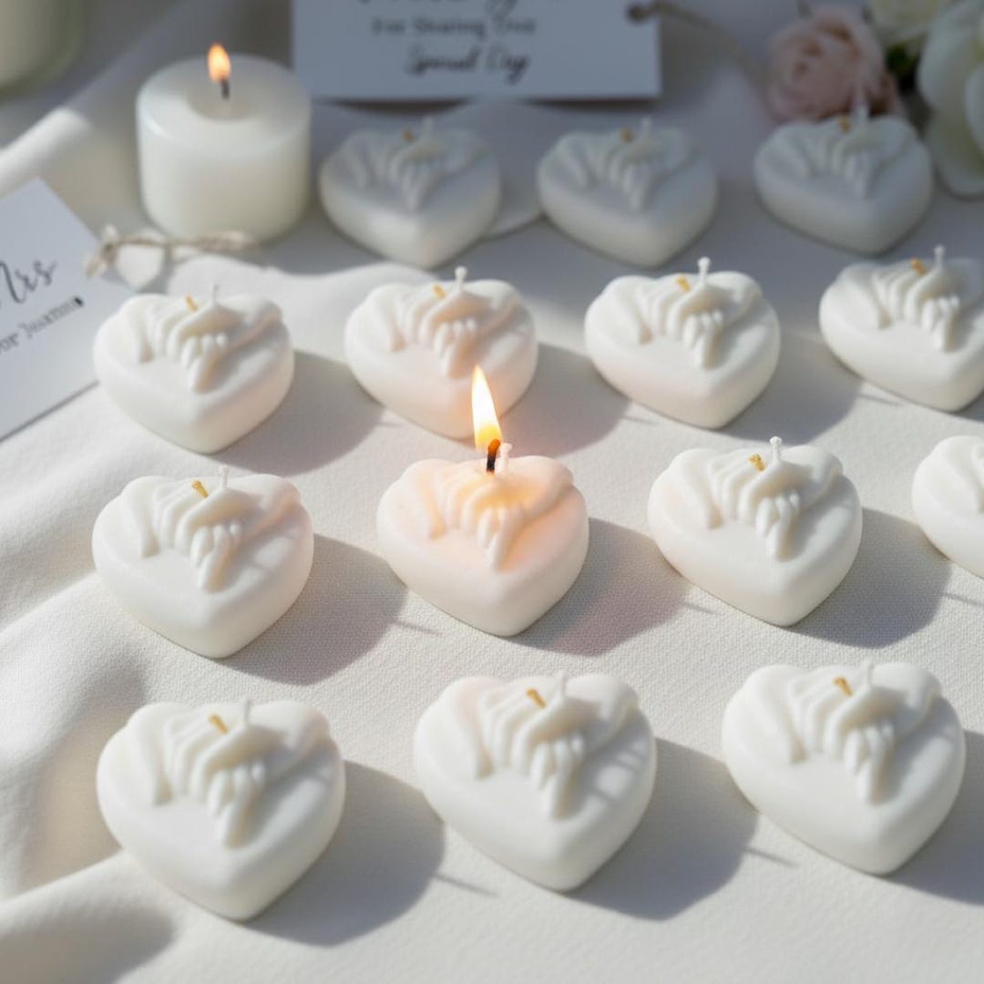 Heart Candle Wedding Favors for Guests, Elegant Soy Wax Guest Gift ...