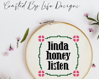Linda Honey Listen for Cross Stitch/Crochet/Knitting Pattern {Graph Style pattern and charts}