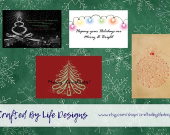 Merry Christmas Printable Christmas Card Pack (4 Printables), DIY xmas card, printable, digital file