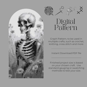 Skeleton in the Flowers Chart for Knit, Crochet or Cross Stitch {Graph Style pattern and charts}