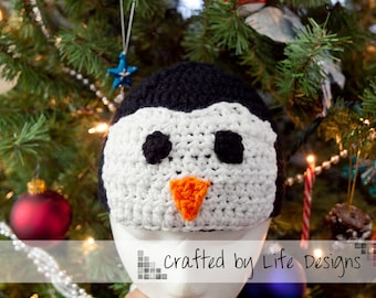 Penguin Hat Crochet Pattern, Winter Crochet Hat, Xmas crochet hat pattern