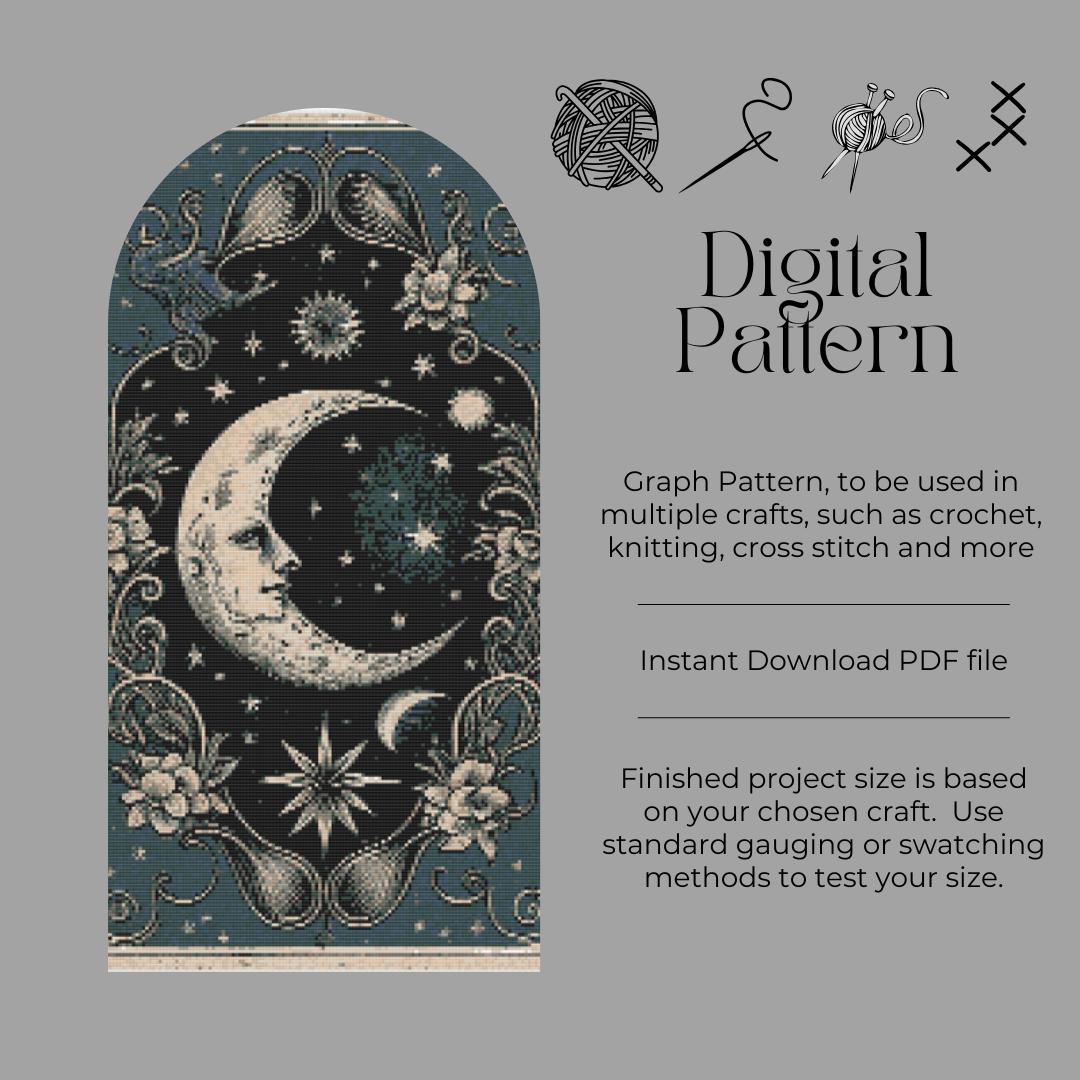Moon and Stars Chart for Knit or Crochet {graph Style Pattern and ...