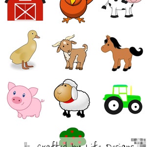 Kaarten boerderijdieren voor haak- of breipatroon {grafisch patroon en patronen}