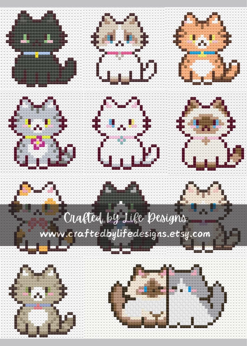 Pixel Cat Blanket Pattern: Graph Charts for Crochet, Knitting, Cross ...