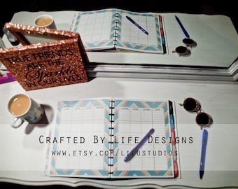 My Perfect Planner "Bliss" Core Kit Undated  - Teal Chevron - A5 or Letter Size, digital file