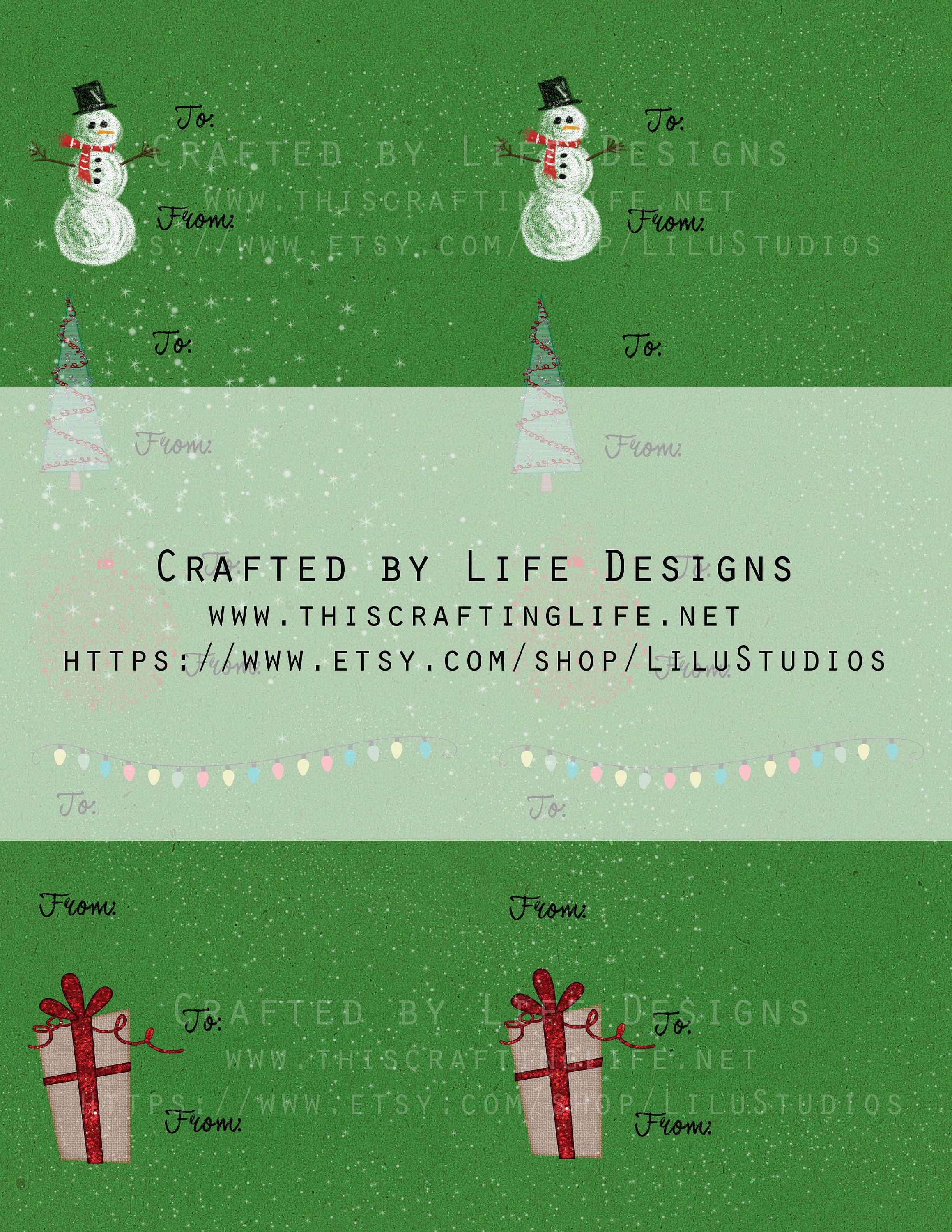 Printable DIY Christmas Gift Tags for Avery Labels or Letter Paper, Ten ...